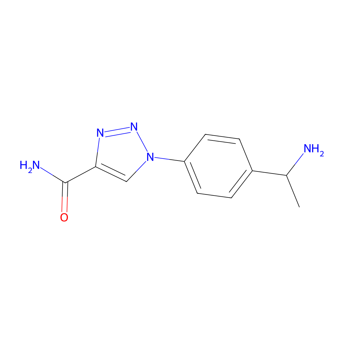 1-[4-(1-Aminoethyl)phenyl]-1H-1,2,3-triazole-4-carboxamide molecular structure, CAS 1170775-51-5