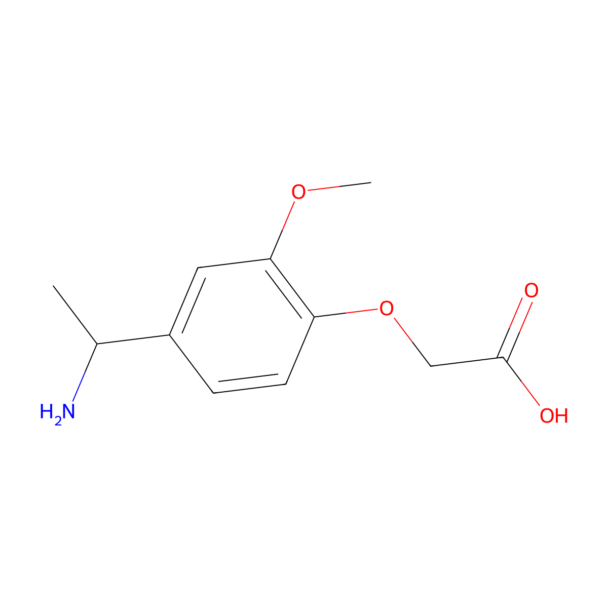 2-[4-(1-Aminoethyl)-2-methoxyphenoxy]acetic acid molecular structure, CAS 1170775-55-9