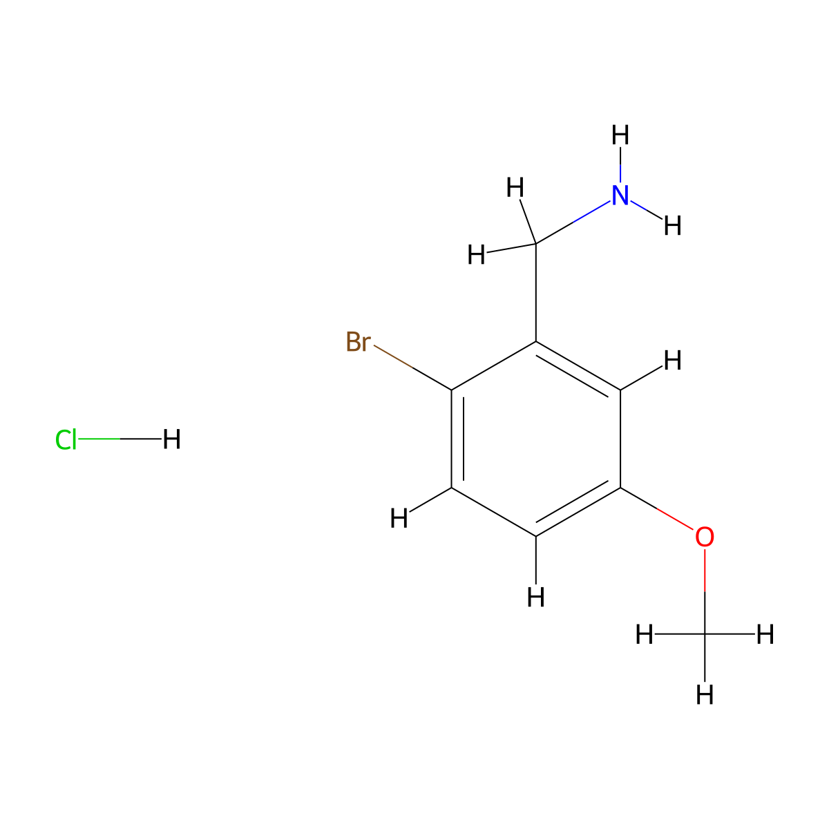 (2-Bromo-5-methoxyphenyl)methanamine hydrochloride molecular structure, CAS 1170783-74-0