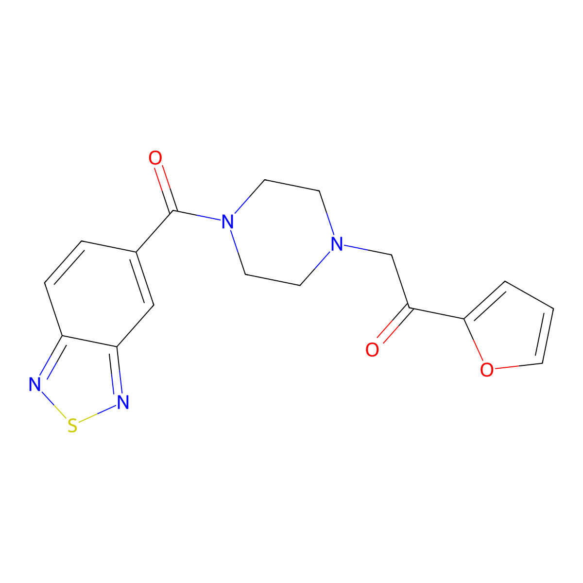 2-(4-(Benzo[c][1,2,5]thiadiazole-5-carbonyl)piperazin-1-yl)-1-(furan-2-yl)ethan-1-one molecular structure, CAS 1170783-94-4