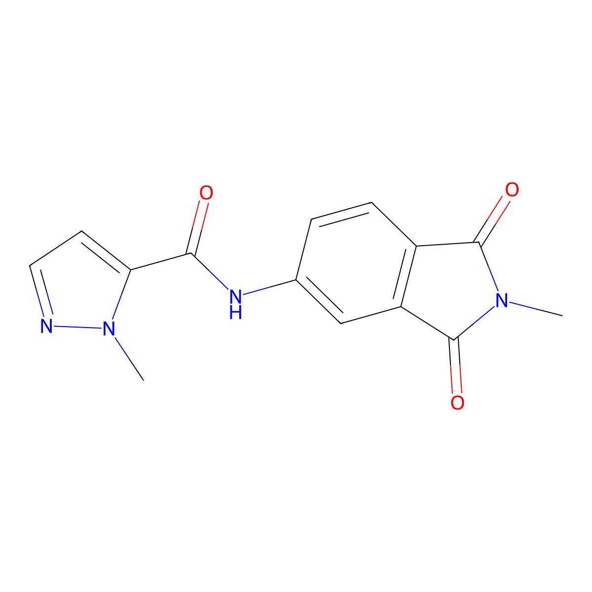1-methyl-N-(2-methyl-1,3-dioxo-2,3-dihydro-1H-isoindol-5-yl)-1H-pyrazole-5-carboxamide molecular structure, CAS 1170785-24-6