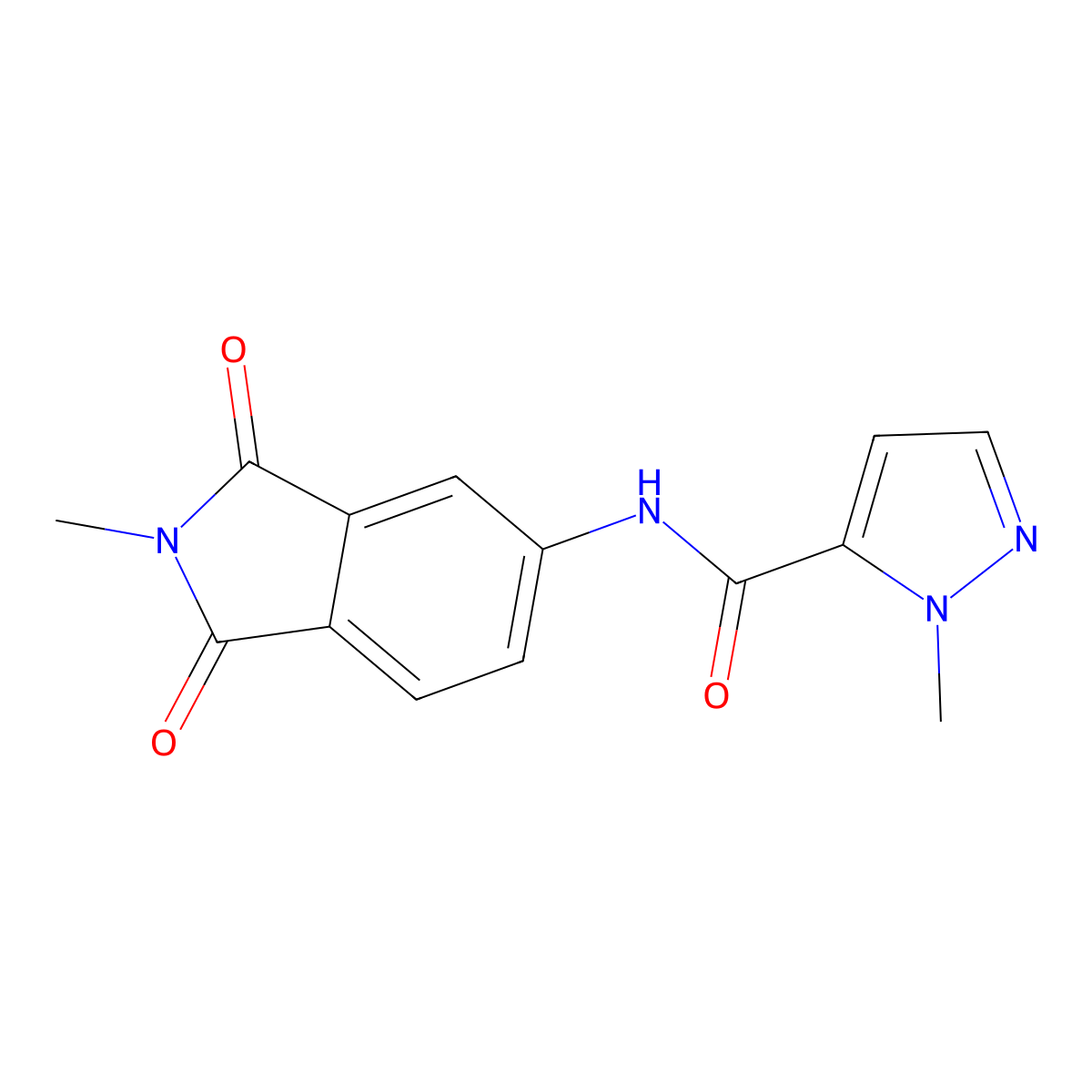 1-methyl-N-(2-methyl-1,3-dioxo-2,3-dihydro-1H-isoindol-5-yl)-1H-pyrazole-5-carboxamide molecular structure, CAS 1170785-24-6