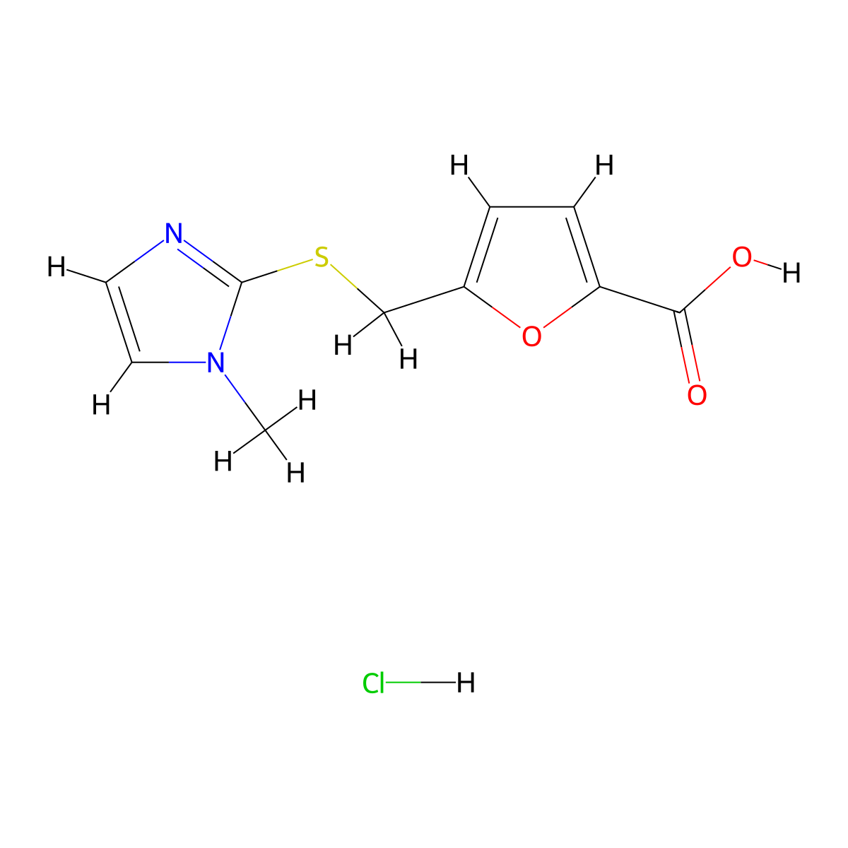 5-{[(1-methyl-1H-imidazol-2-yl)sulfanyl]methyl}furan-2-carboxylic acid hydrochloride molecular structure, CAS 1170785-85-9