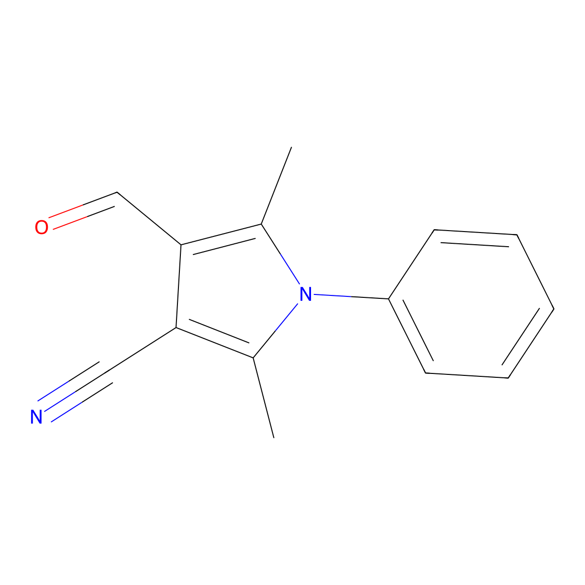 4-Formyl-2,5-dimethyl-1-phenyl-1H-pyrrole-3-carbonitrile molecular structure, CAS 1170786-00-1