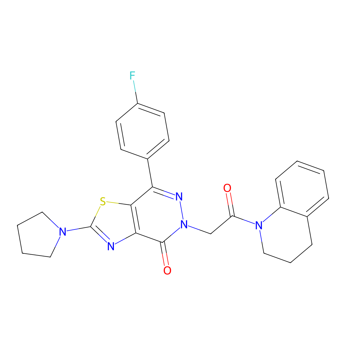 5-(2-(3,4-dihydroquinolin-1(2H)-yl)-2-oxoethyl)-7-(4-fluorophenyl)-2-(pyrrolidin-1-yl)thiazolo[4,5-d]pyridazin-4(5H)-one molecular structure, CAS 1170787-16-2