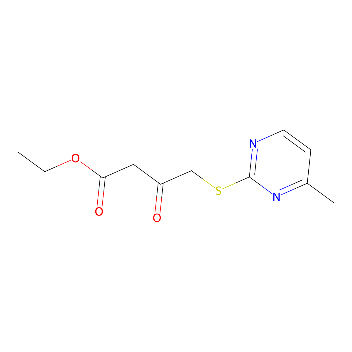 4-((4-Methyl-2-pyrimidinyl)thio)-3-oxo-butanoic acid ethyl ester molecular structure, CAS 1170787-28-6