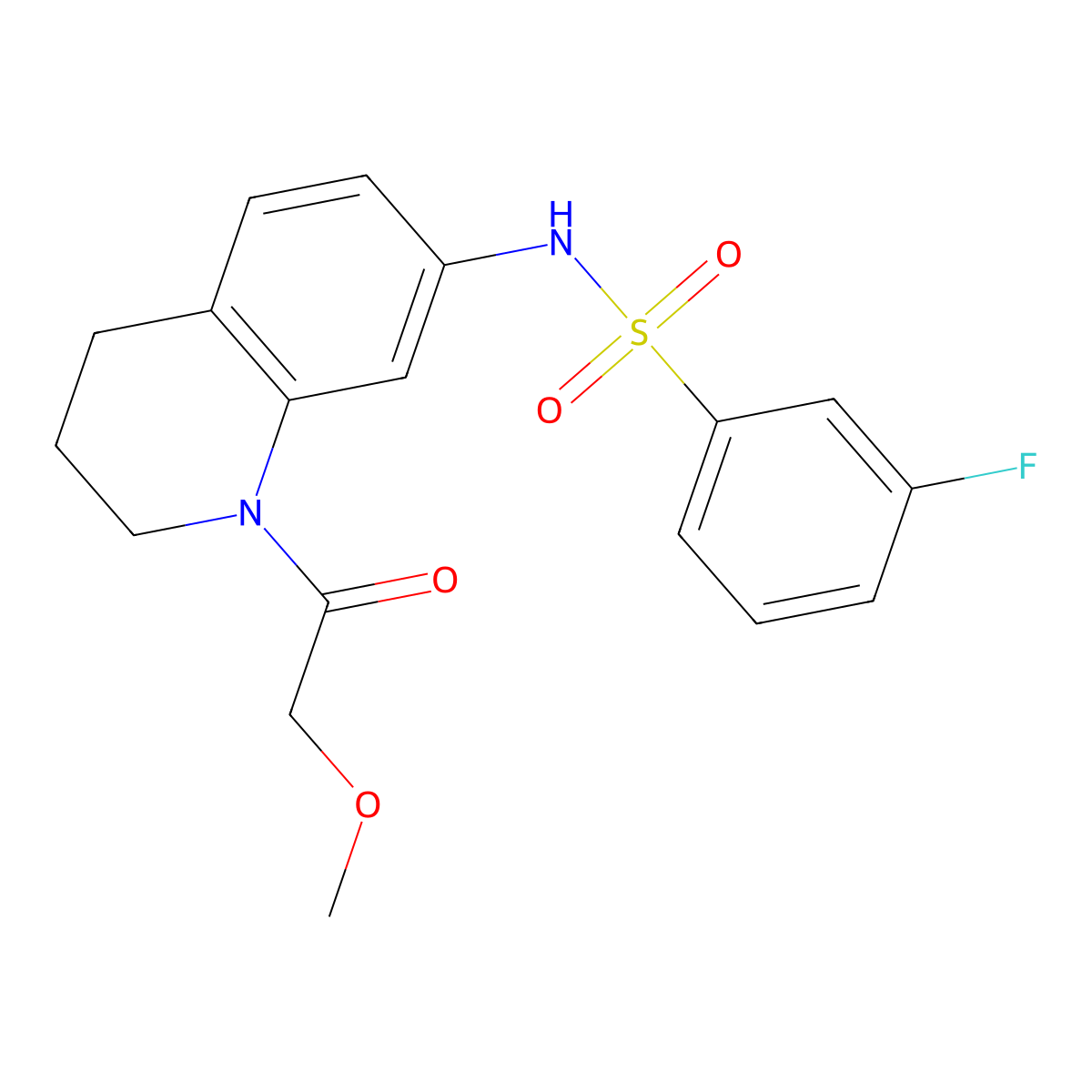 3-fluoro-N-(1-(2-methoxyacetyl)-1,2,3,4-tetrahydroquinolin-7-yl)benzenesulfonamide molecular structure, CAS 1170790-06-3