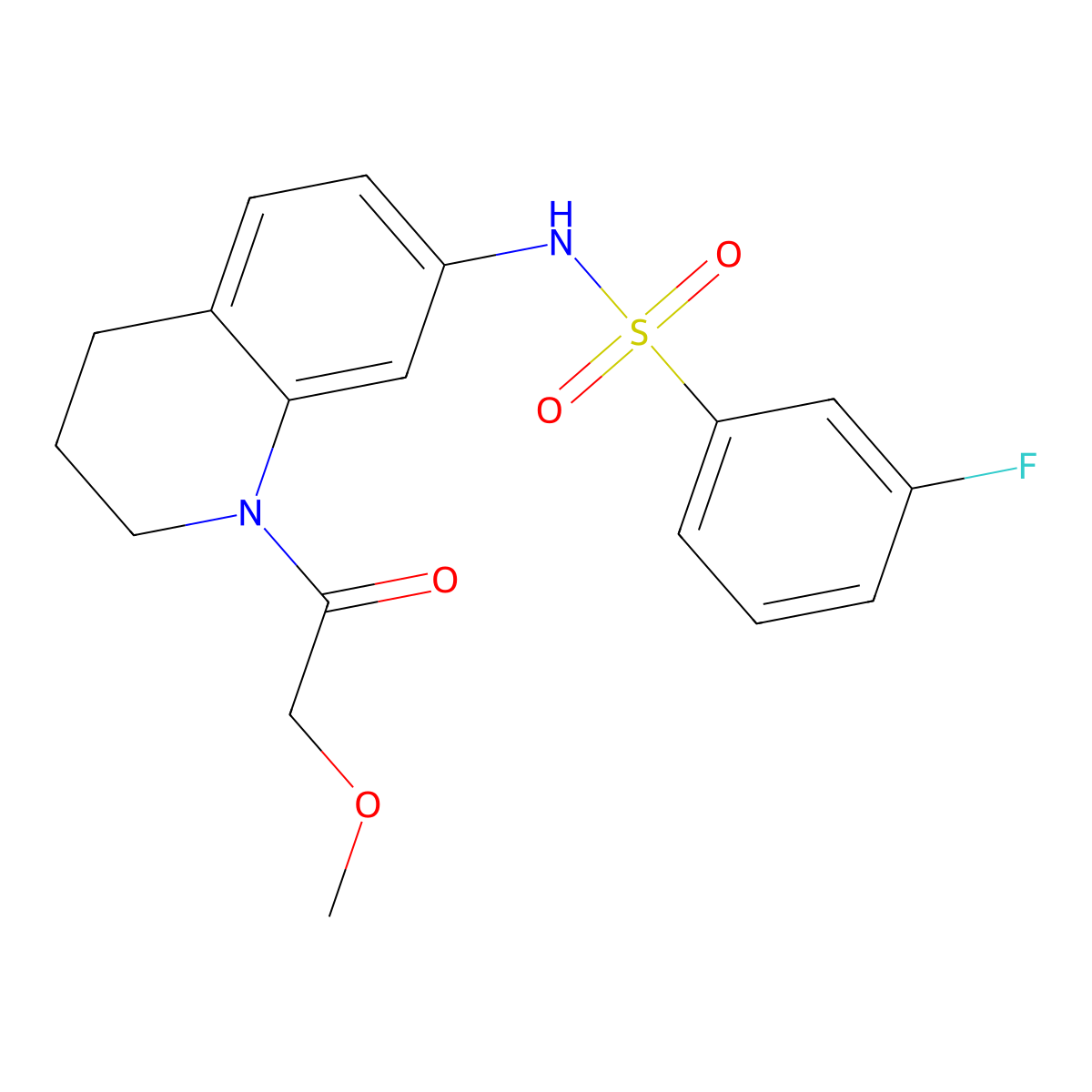 3-fluoro-N-(1-(2-methoxyacetyl)-1,2,3,4-tetrahydroquinolin-7-yl)benzenesulfonamide molecular structure, CAS 1170790-06-3