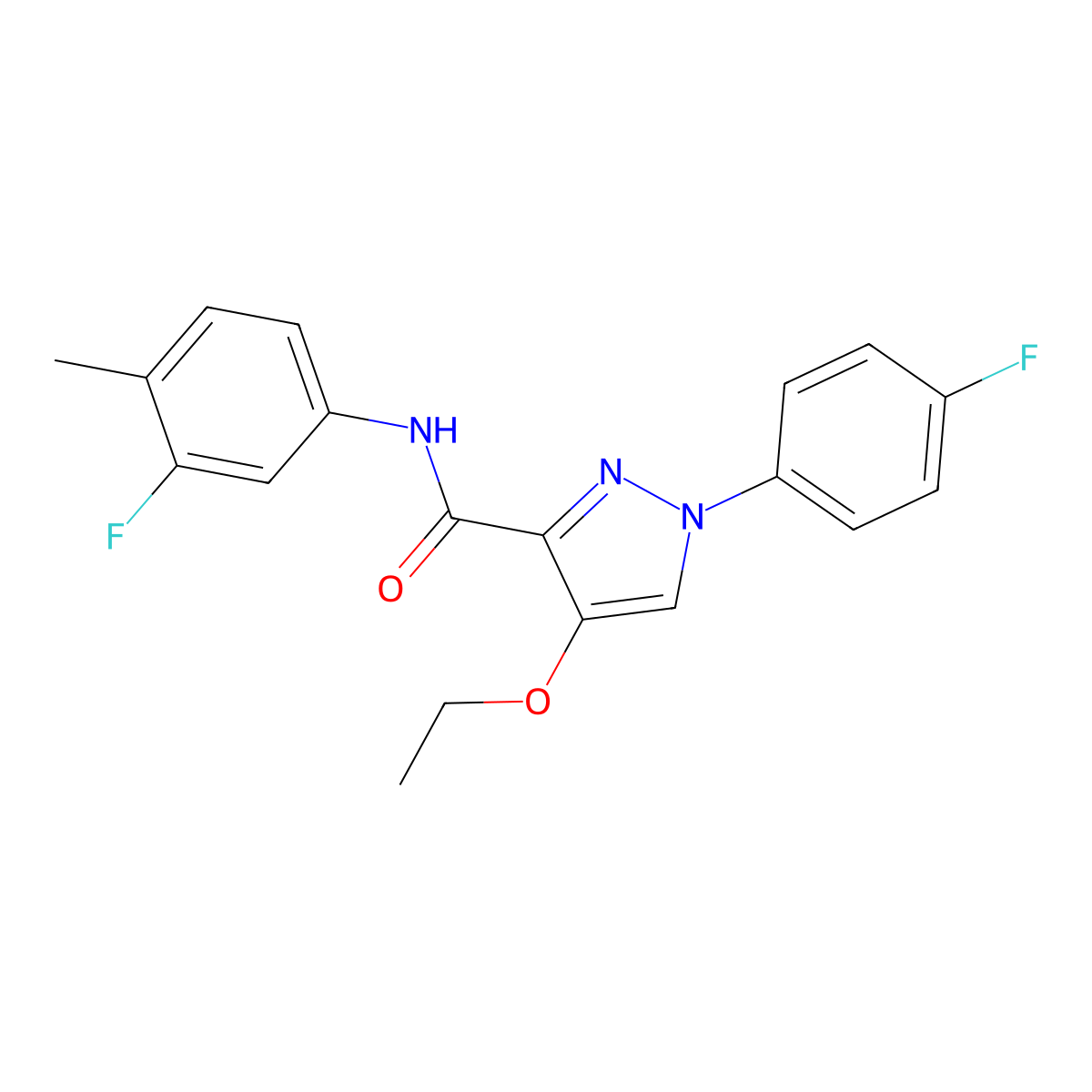 4-ethoxy-N-(3-fluoro-4-methylphenyl)-1-(4-fluorophenyl)-1H-pyrazole-3-carboxamide molecular structure, CAS 1170791-74-8