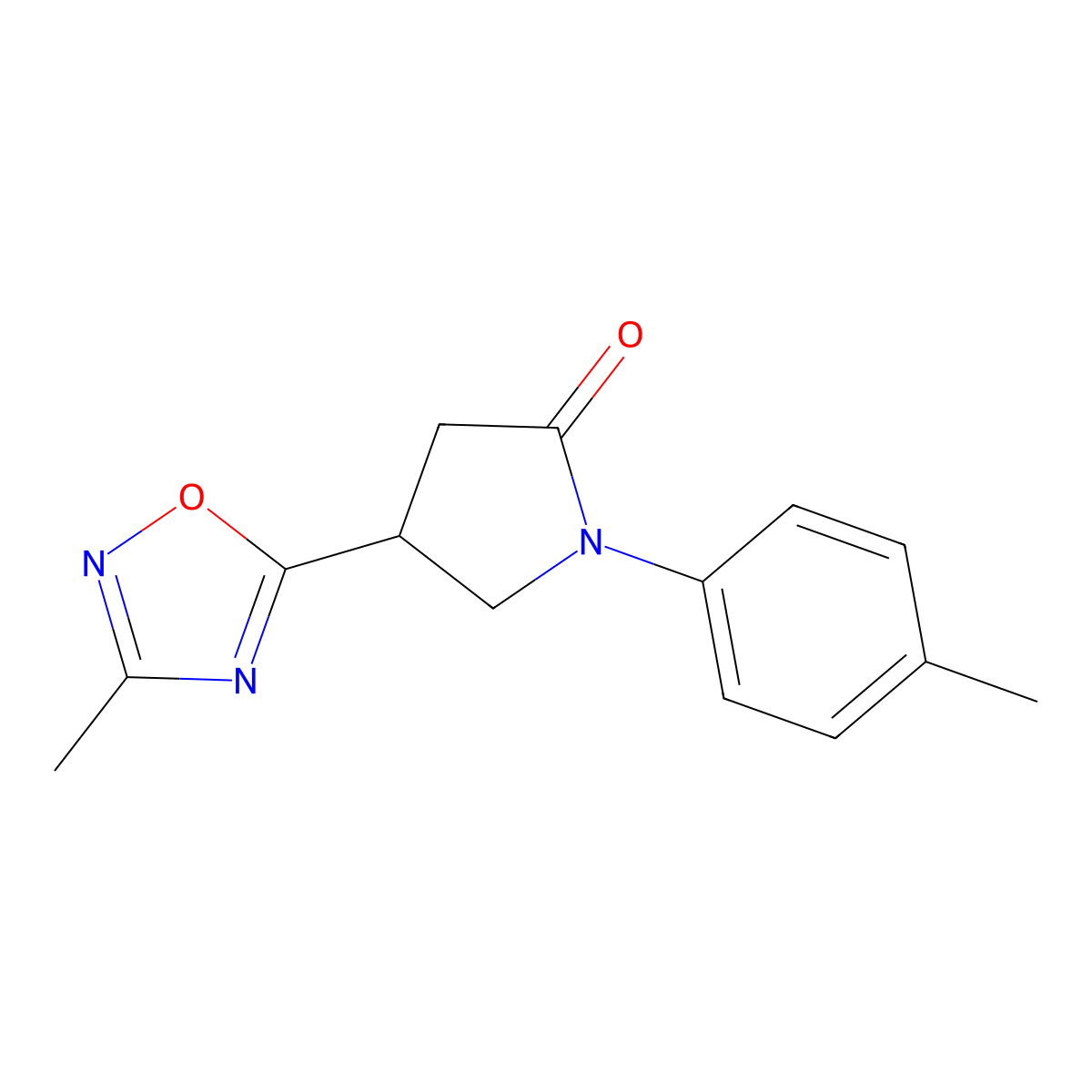 4-(3-Methyl-1,2,4-oxadiazol-5-yl)-1-(4-methylphenyl)pyrrolidin-2-one molecular structure, CAS 1170792-54-7