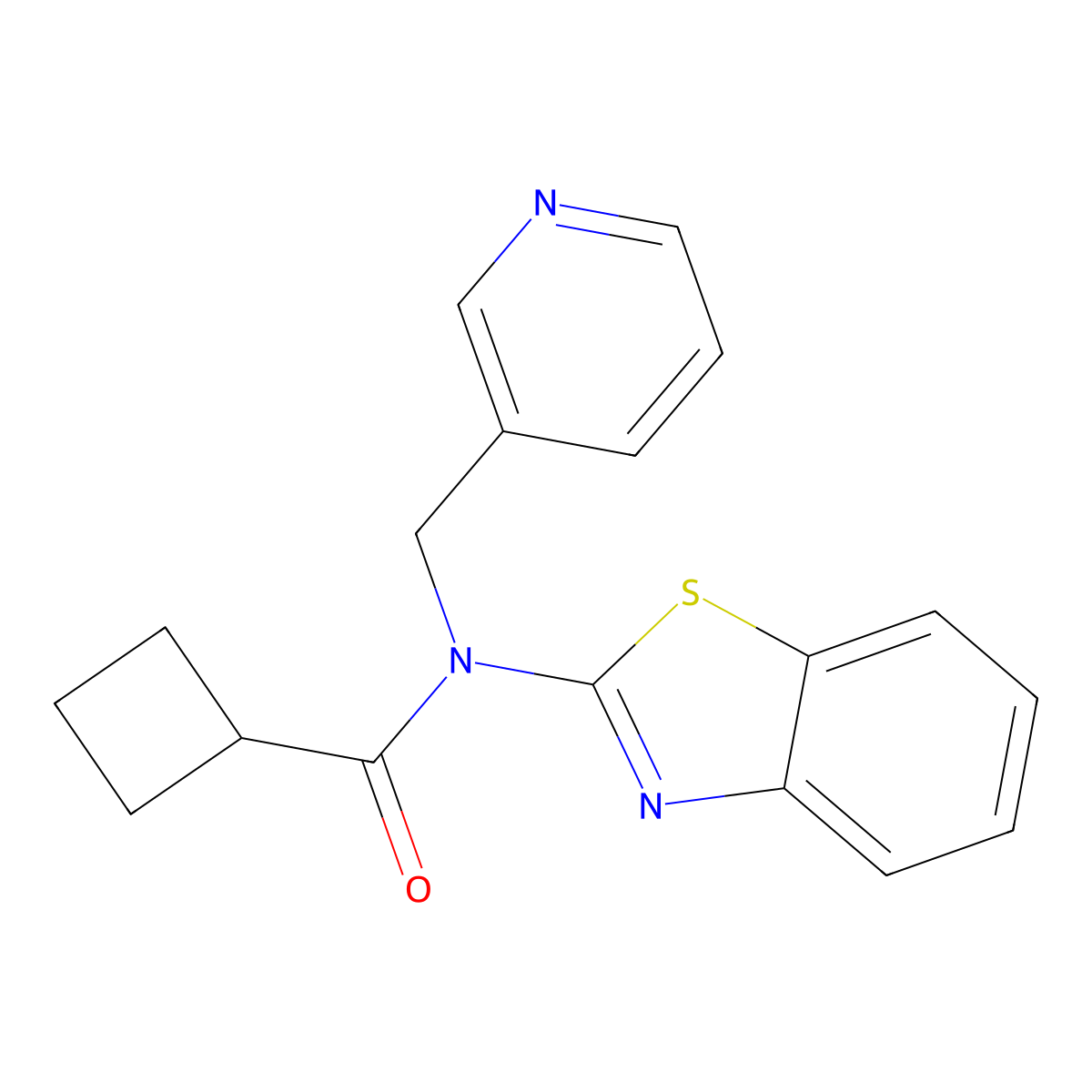 N-(benzo[d]thiazol-2-yl)-N-(pyridin-3-ylmethyl)cyclobutanecarboxamide molecular structure, CAS 1170793-26-6
