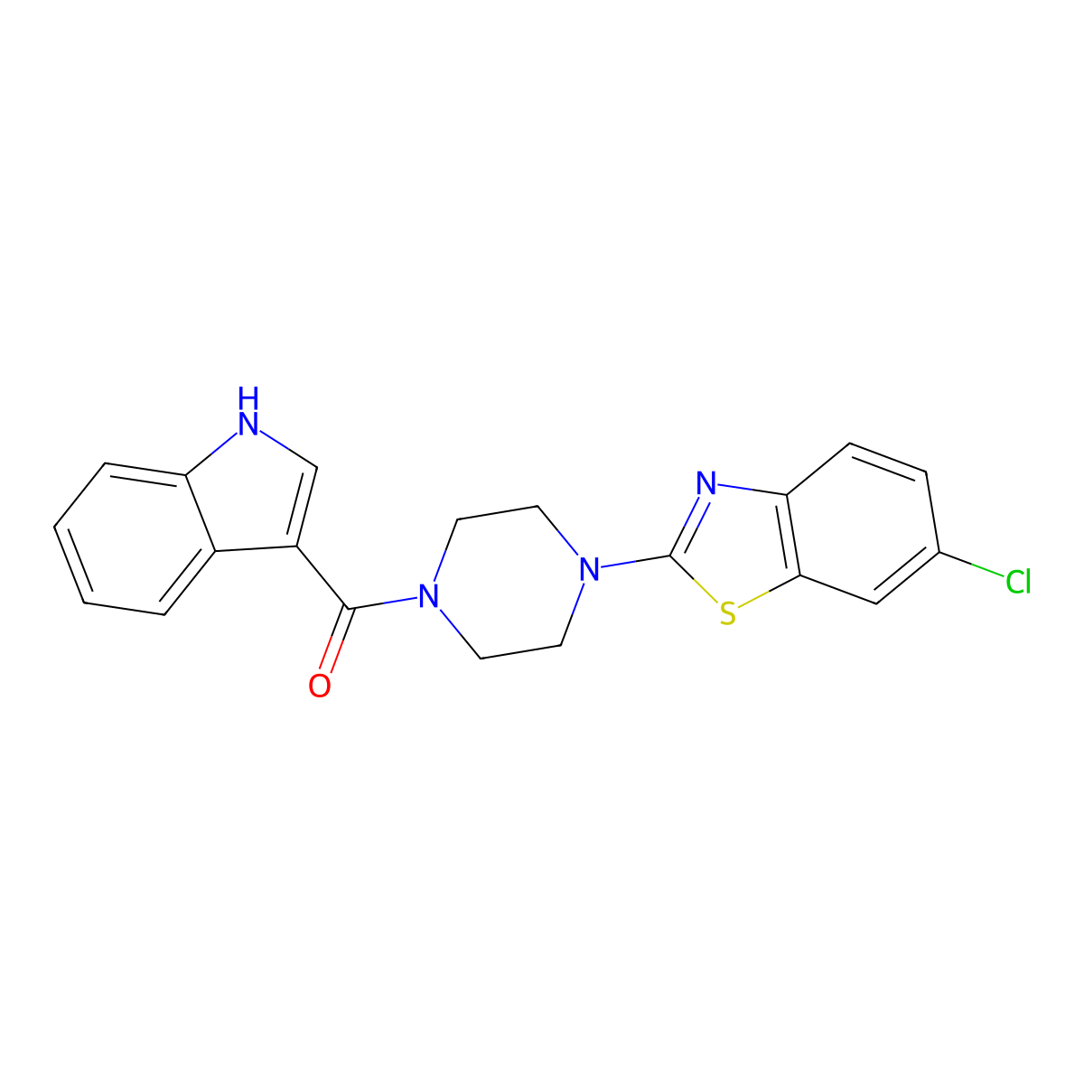 (4-(6-chlorobenzo[d]thiazol-2-yl)piperazin-1-yl)(1H-indol-3-yl)methanone molecular structure, CAS 1170793-73-3