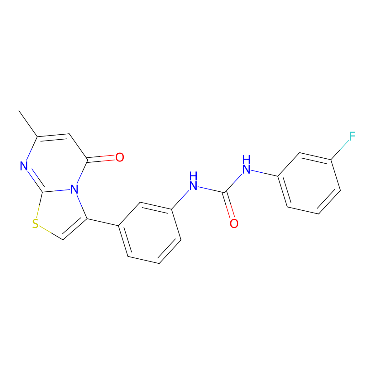1-(3-fluorophenyl)-3-(3-(7-methyl-5-oxo-5H-thiazolo[3,2-a]pyrimidin-3-yl)phenyl)urea molecular structure, CAS 1170794-95-2