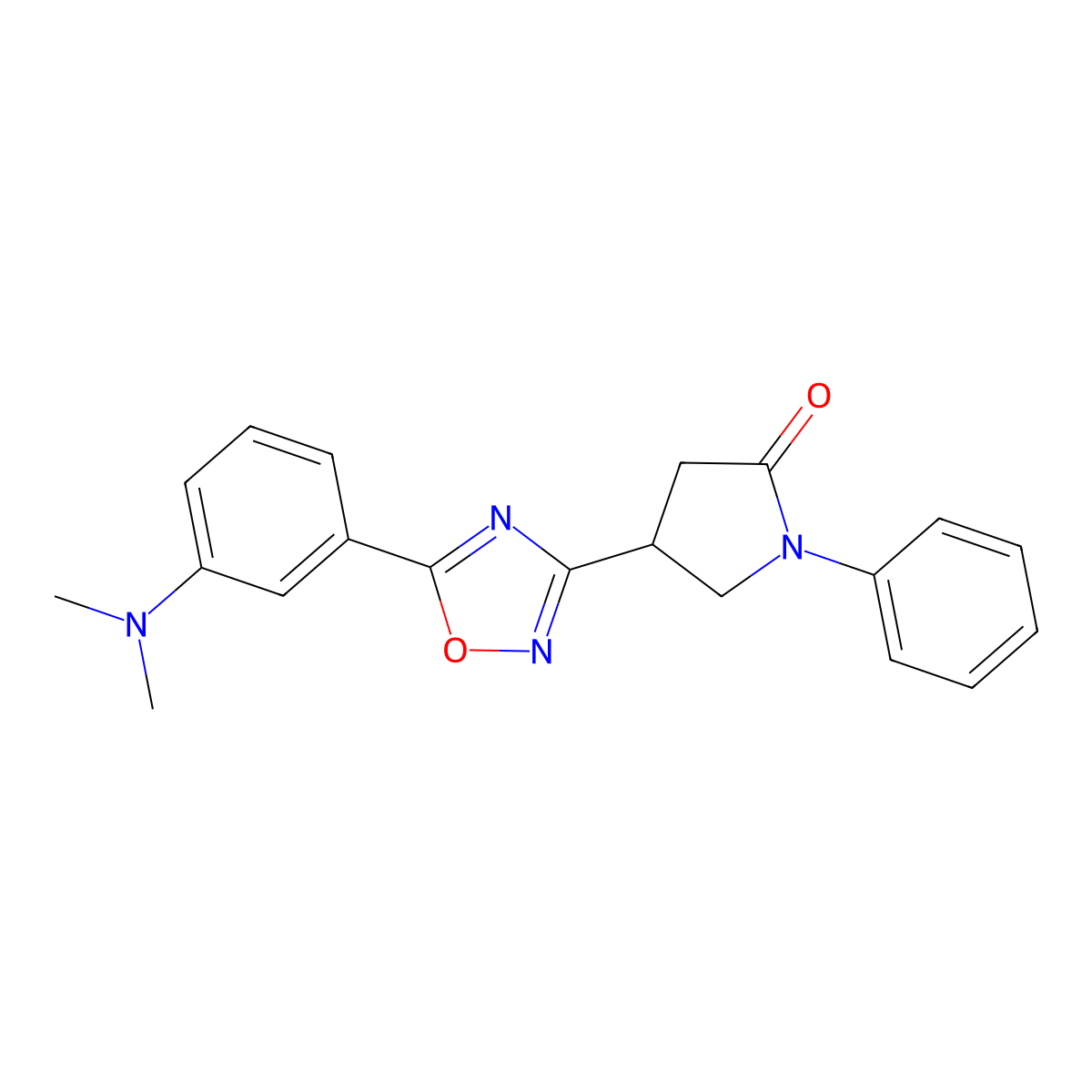 4-{5-[3-(Dimethylamino)phenyl]-1,2,4-oxadiazol-3-yl}-1-phenylpyrrolidin-2-one molecular structure, CAS 1170795-01-3