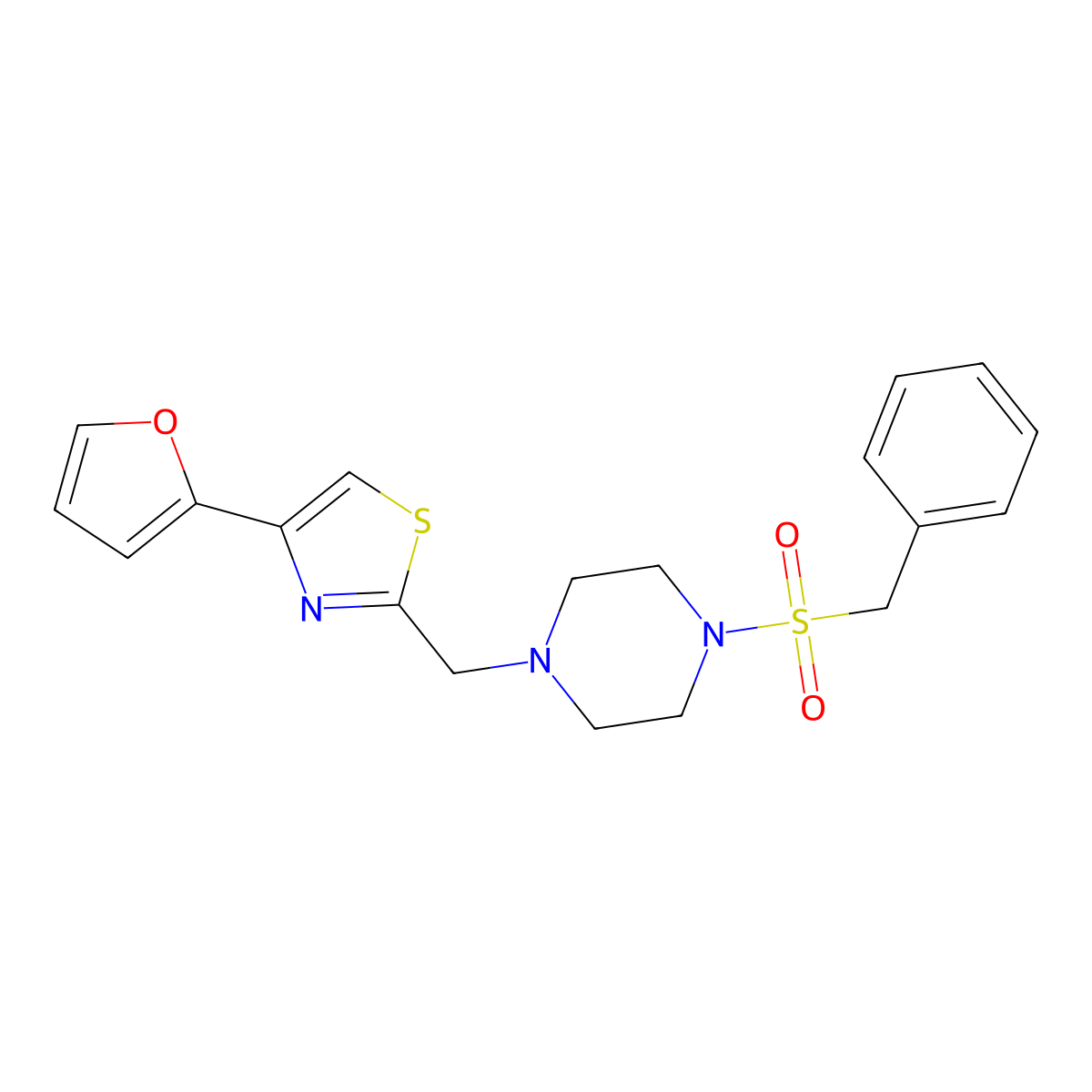 2-((4-(Benzylsulfonyl)piperazin-1-yl)methyl)-4-(furan-2-yl)thiazole molecular structure, CAS 1170795-22-8
