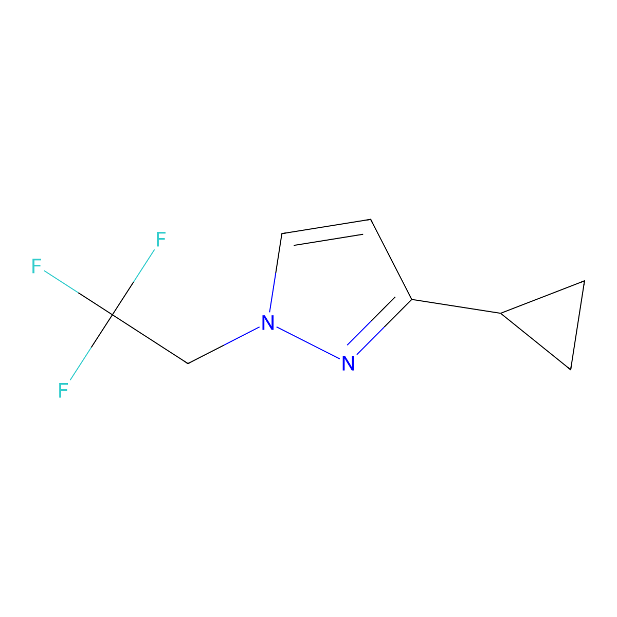 3-cyclopropyl-1-(2,2,2-trifluoroethyl)-1H-pyrazole molecular structure, CAS 1170796-66-3