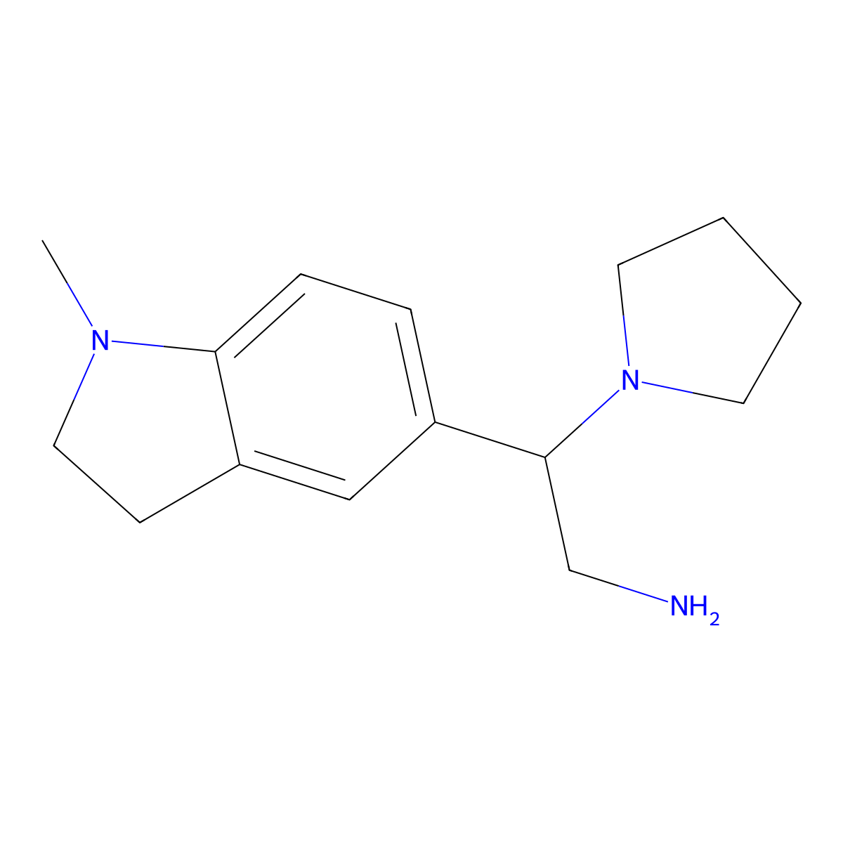 2-(1-Methyl-2,3-dihydro-1H-indol-5-YL)-2-(pyrrolidin-1-YL)ethan-1-amine molecular structure, CAS 1170797-05-3