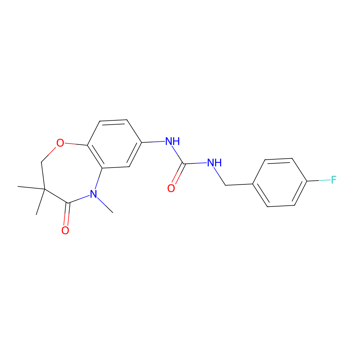 1-(4-Fluorobenzyl)-3-(3,3,5-trimethyl-4-oxo-2,3,4,5-tetrahydrobenzo[b][1,4]oxazepin-7-yl)urea molecular structure, CAS 1170797-09-7