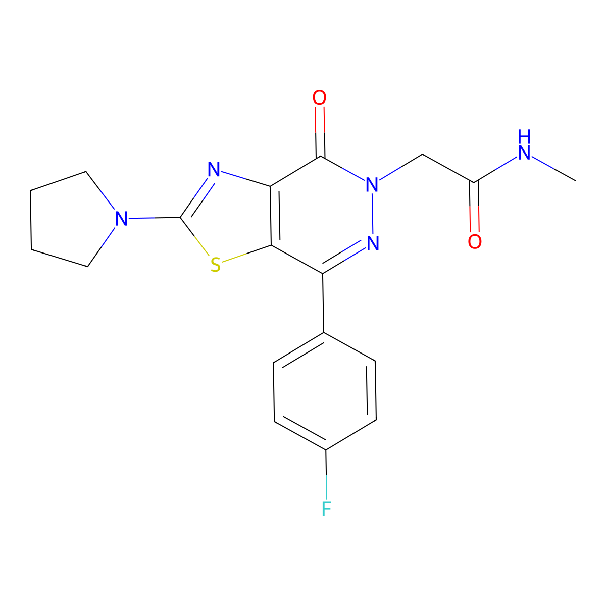 2-(7-(4-fluorophenyl)-4-oxo-2-(pyrrolidin-1-yl)thiazolo[4,5-d]pyridazin-5(4H)-yl)-N-methylacetamide molecular structure, CAS 1170797-38-2