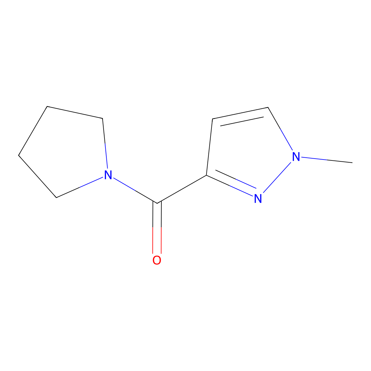 1-methyl-3-(pyrrolidine-1-carbonyl)-1H-pyrazole molecular structure, CAS 1170798-18-1