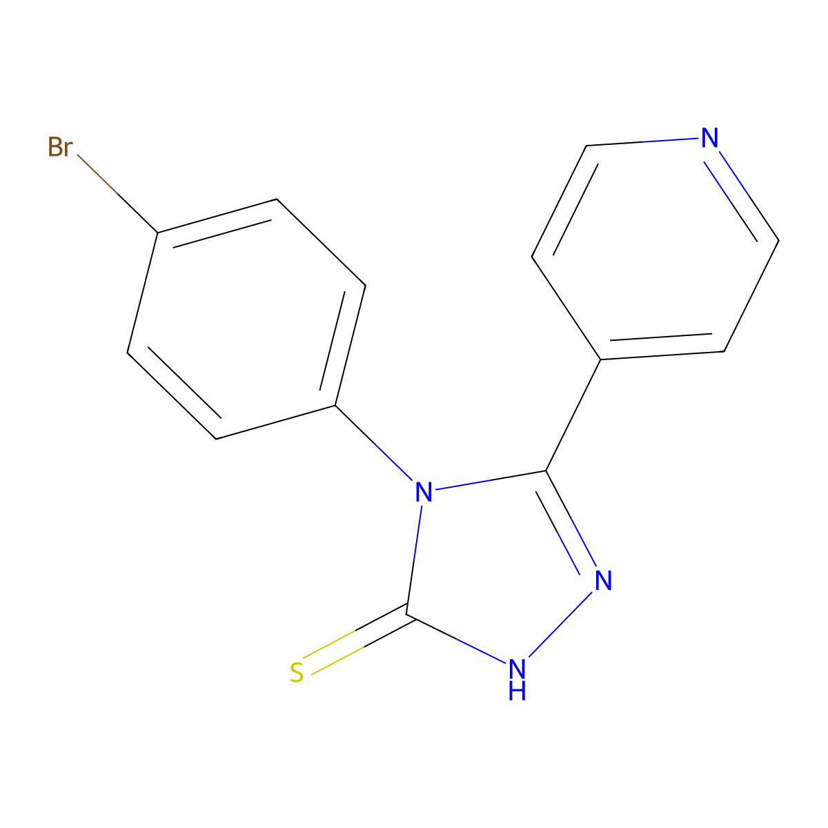 4-(4-bromophenyl)-3-(pyridin-4-yl)-4,5-dihydro-1H-1,2,4-triazole-5-thione molecular structure, CAS 117080-36-1