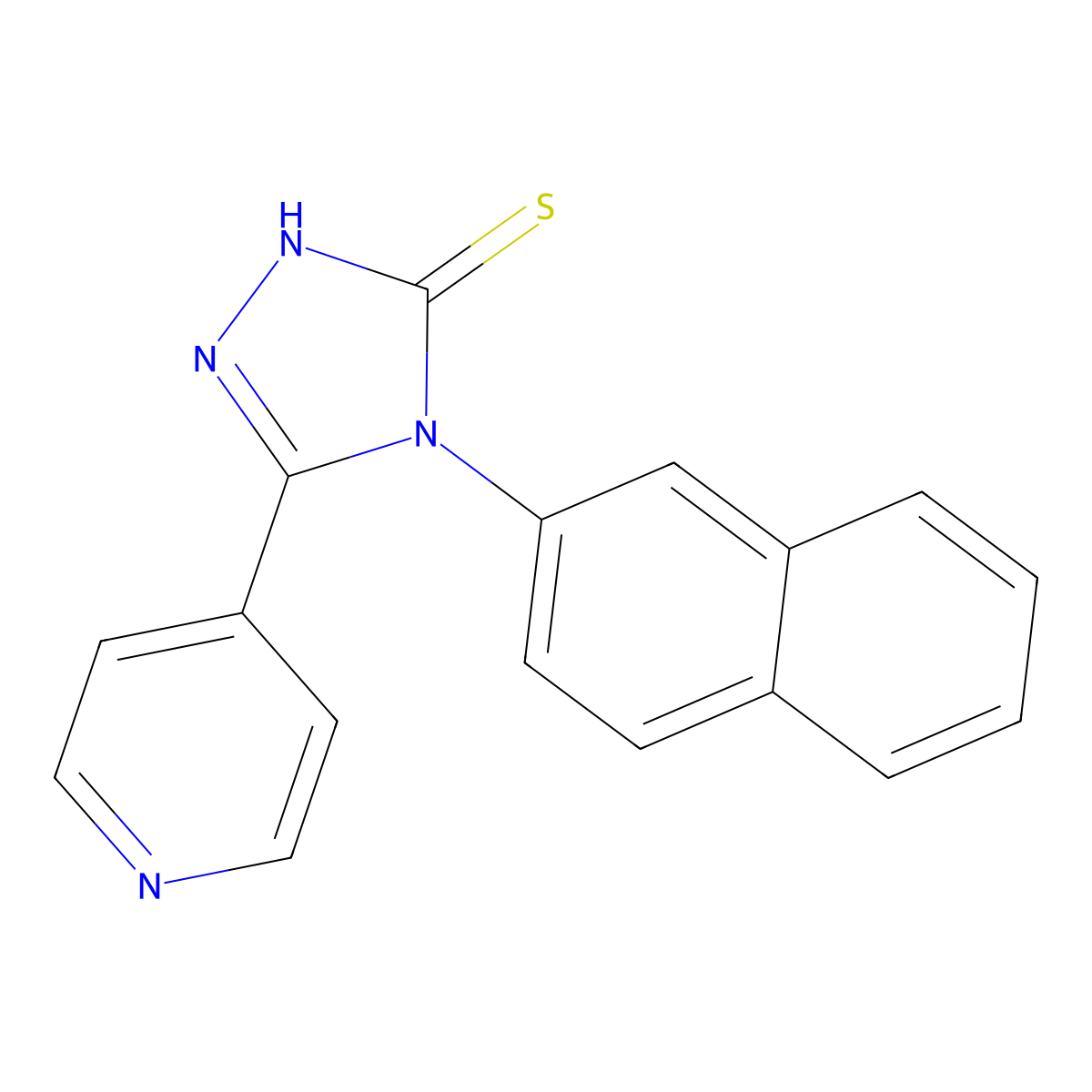 4-(naphthalen-2-yl)-3-(pyridin-4-yl)-1H-1,2,4-triazole-5(4H)-thione molecular structure, CAS 117080-39-4