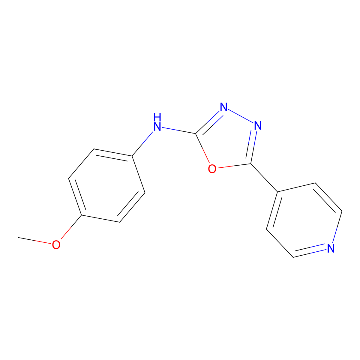 N-(4-Methoxyphenyl)-5-(pyridin-4-yl)-1,3,4-oxadiazol-2-amine molecular structure, CAS 117080-55-4