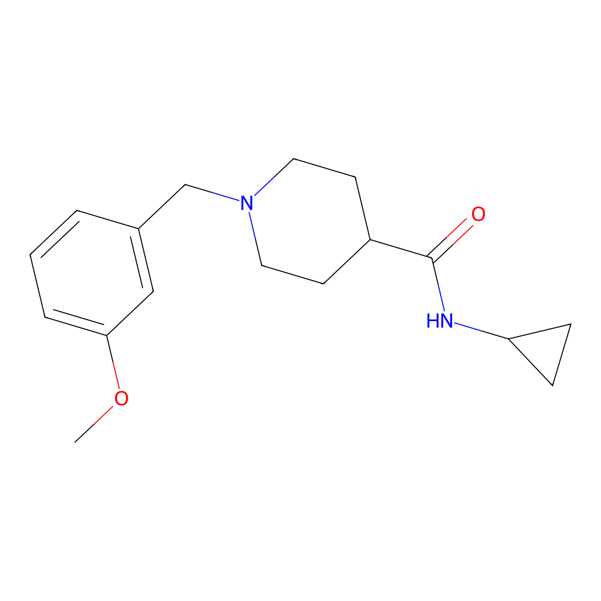 N-cyclopropyl-1-[(3-methoxyphenyl)methyl]piperidine-4-carboxamide molecular structure, CAS 1170803-24-3