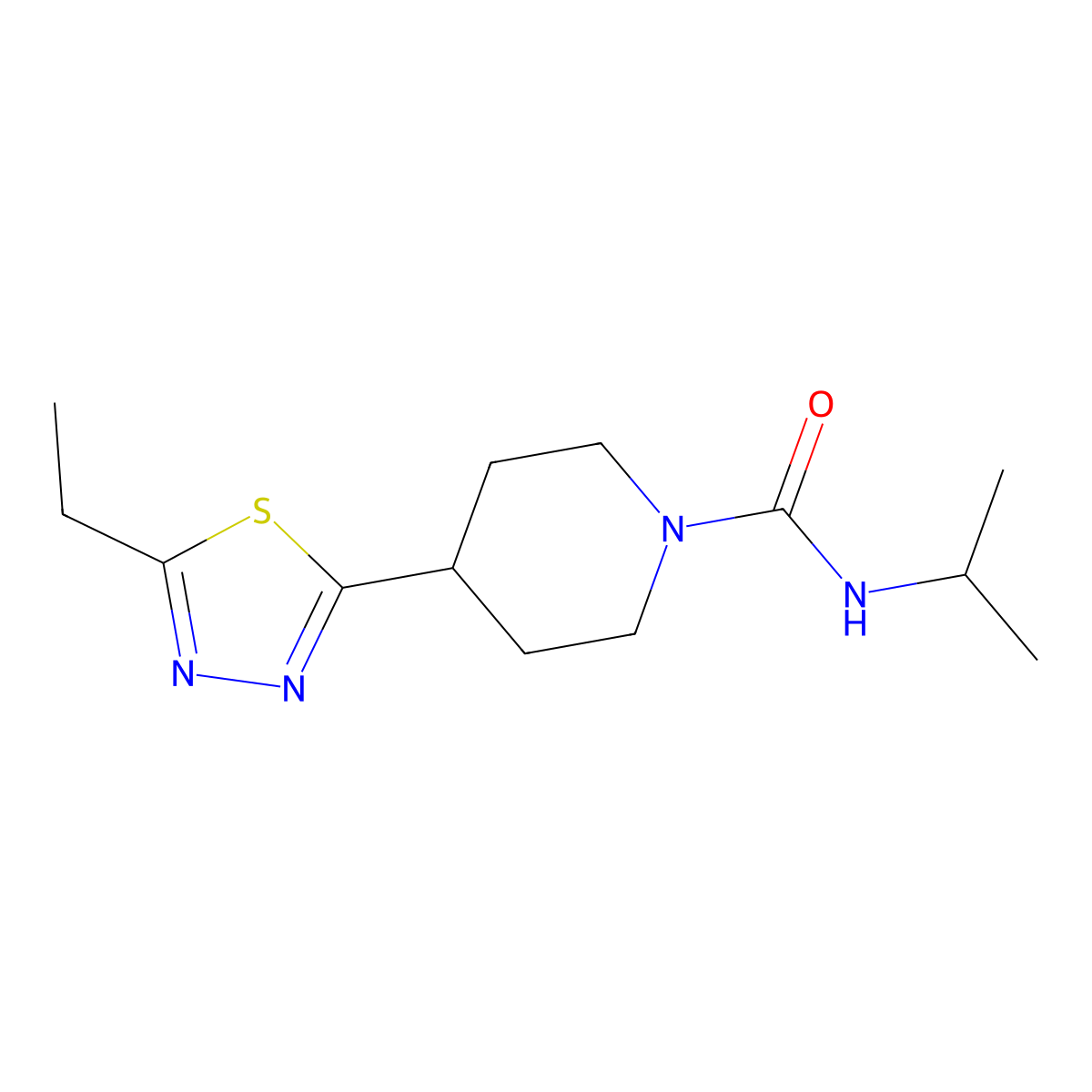 4-(5-ethyl-1,3,4-thiadiazol-2-yl)-N-isopropylpiperidine-1-carboxamide molecular structure, CAS 1170804-13-3