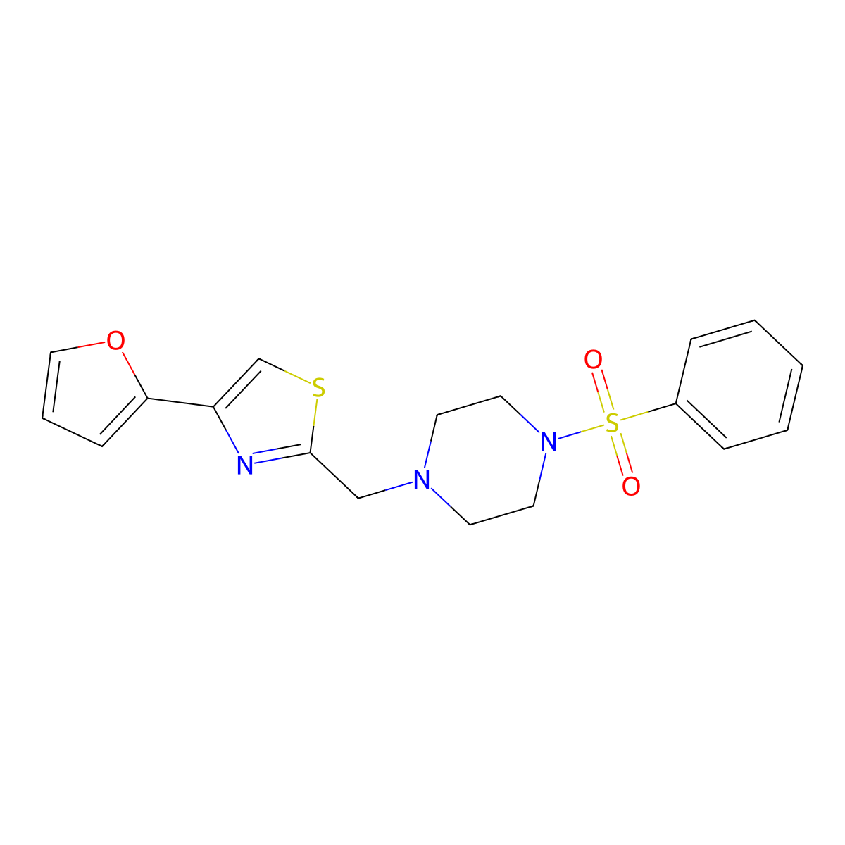 4-(Furan-2-yl)-2-((4-(phenylsulfonyl)piperazin-1-yl)methyl)thiazole molecular structure, CAS 1170804-19-9