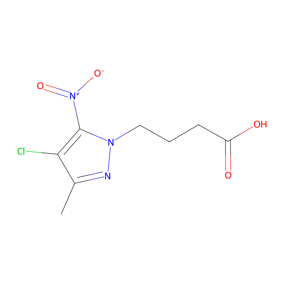 4-(4-chloro-3-methyl-5-nitro-1H-pyrazol-1-yl)butanoic acid molecular structure, CAS 1170804-87-1