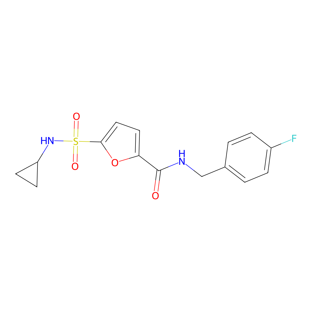 5-(cyclopropylsulfamoyl)-N-[(4-fluorophenyl)methyl]furan-2-carboxamide molecular structure, CAS 1170804-94-0