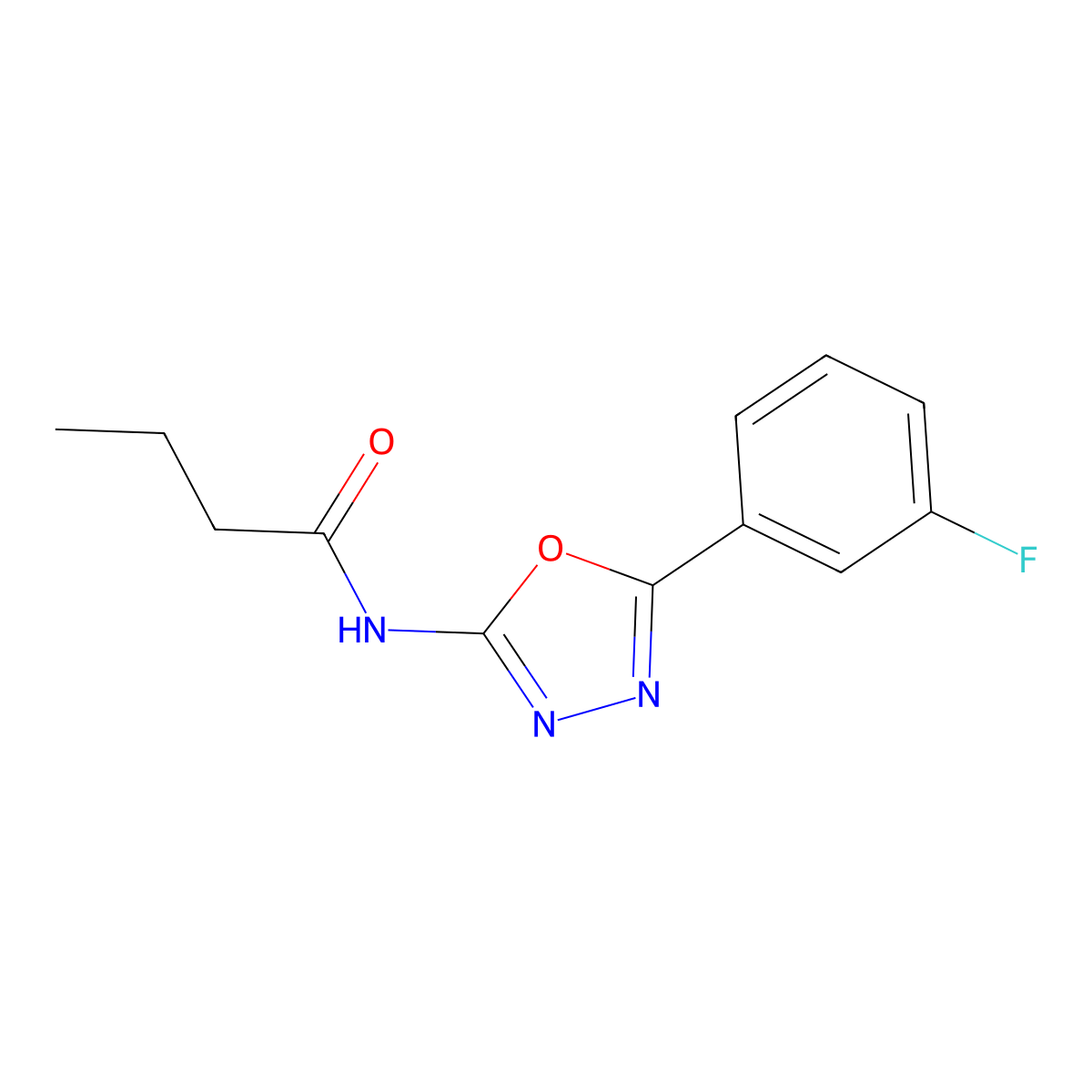 N-(5-(3-fluorophenyl)-1,3,4-oxadiazol-2-yl)butyramide molecular structure, CAS 1170806-22-0