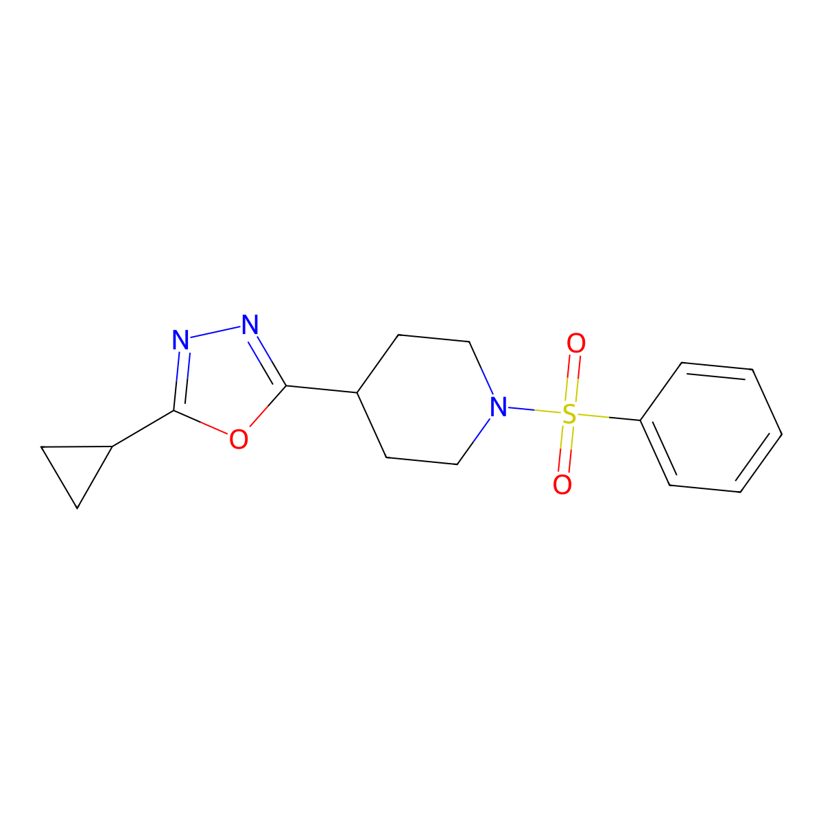 2-Cyclopropyl-5-(1-(phenylsulfonyl)piperidin-4-yl)-1,3,4-oxadiazole molecular structure, CAS 1170812-88-0