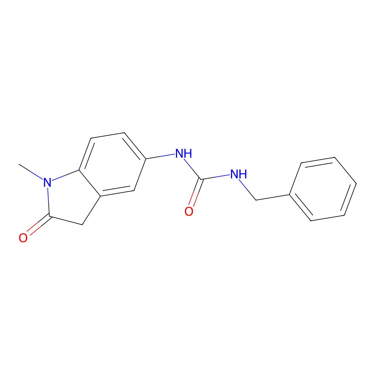1-Benzyl-3-(1-methyl-2-oxoindolin-5-yl)urea molecular structure, CAS 1170813-31-6
