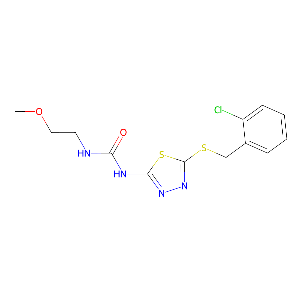 1-(5-{[(2-Chlorophenyl)methyl]sulfanyl}-1,3,4-thiadiazol-2-yl)-3-(2-methoxyethyl)urea molecular structure, CAS 1170816-83-7
