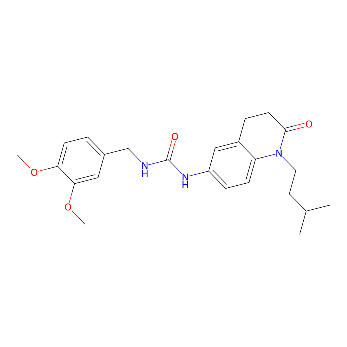 1-(3,4-Dimethoxybenzyl)-3-(1-isopentyl-2-oxo-1,2,3,4-tetrahydroquinolin-6-yl)urea molecular structure, CAS 1170817-13-6