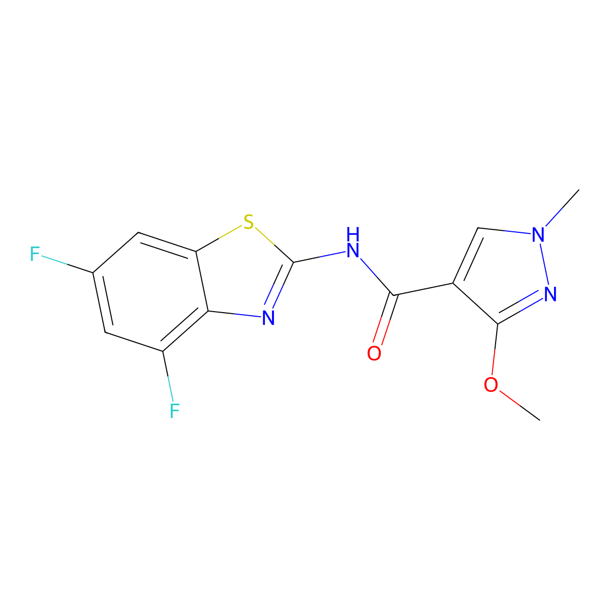 N-(4,6-difluorobenzo[d]thiazol-2-yl)-3-methoxy-1-methyl-1H-pyrazole-4-carboxamide molecular structure, CAS 1170818-09-3