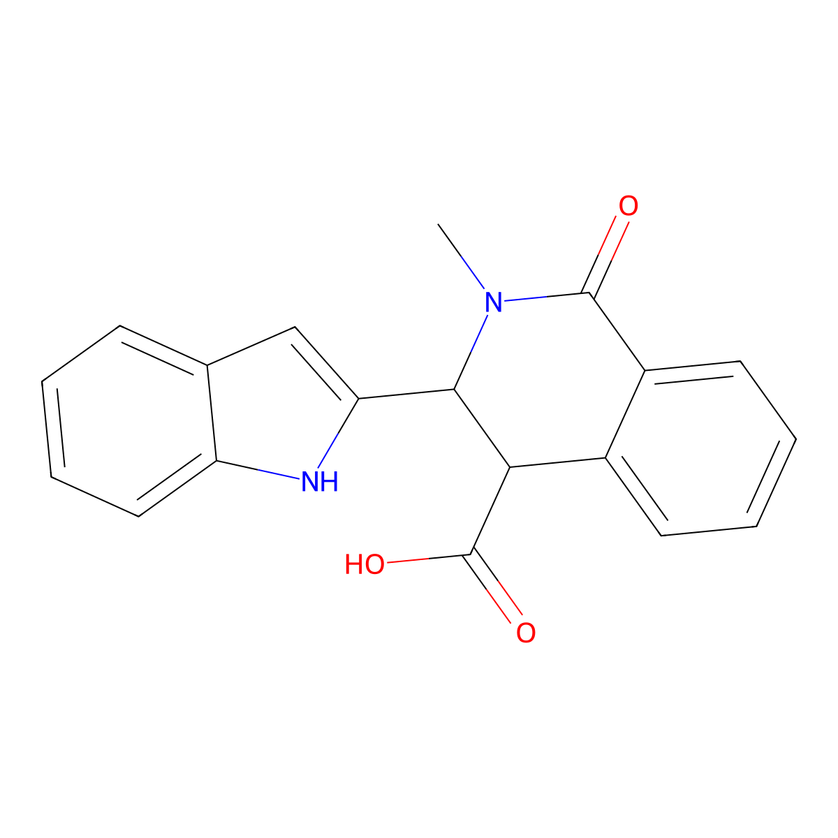 3-(1H-indol-2-yl)-2-methyl-1-oxo-1,2,3,4-tetrahydroisoquinoline-4-carboxylic acid molecular structure, CAS 1170819-00-7