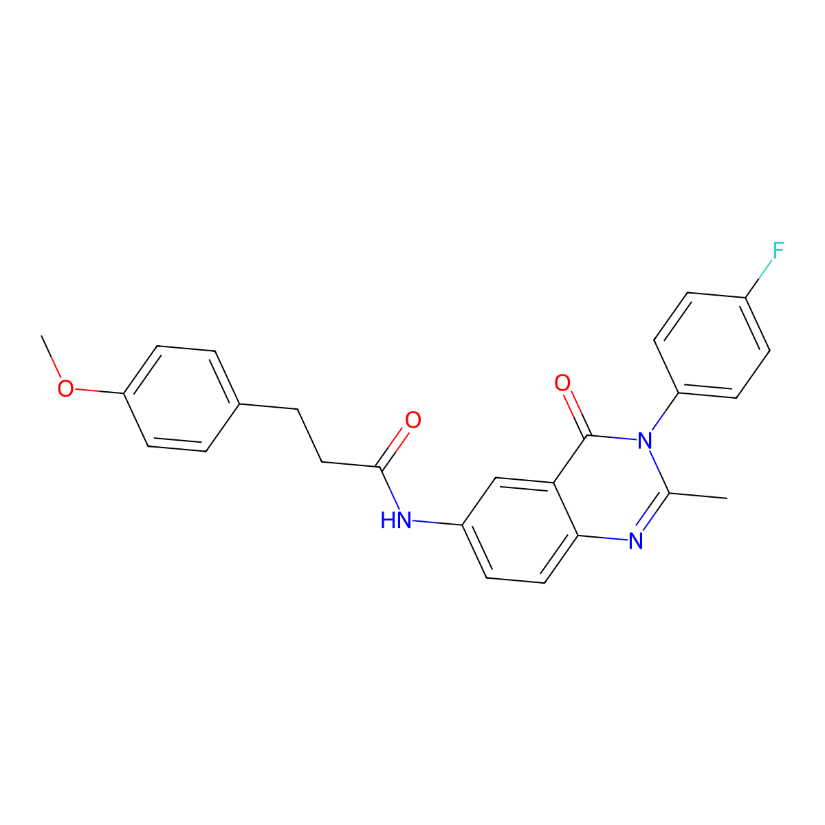 N-(3-(4-fluorophenyl)-2-methyl-4-oxo-3,4-dihydroquinazolin-6-yl)-3-(4-methoxyphenyl)propanamide molecular structure, CAS 1170819-01-8