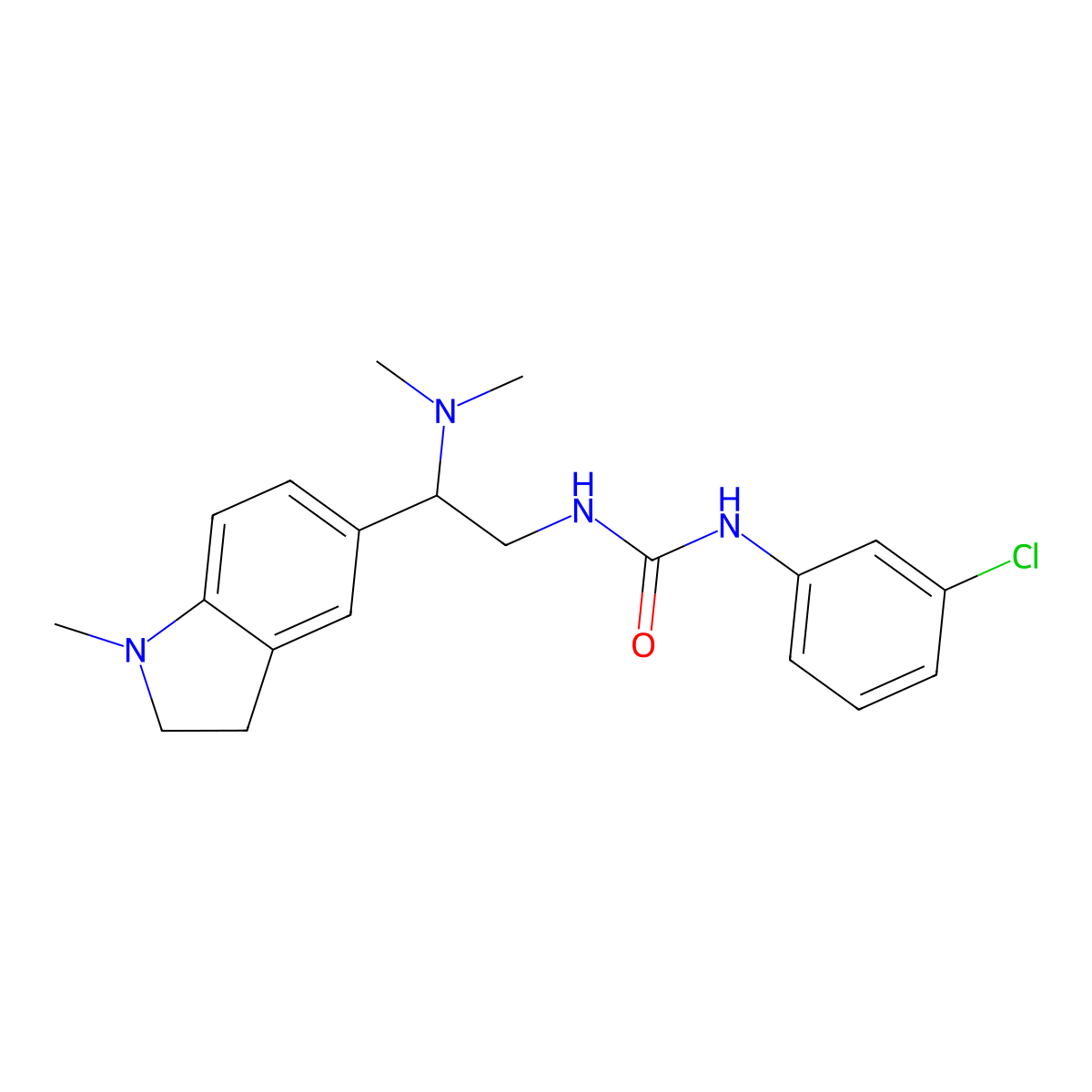 1-(3-Chlorophenyl)-3-(2-(dimethylamino)-2-(1-methylindolin-5-yl)ethyl)urea molecular structure, CAS 1170820-49-1
