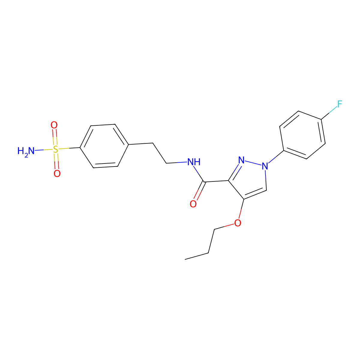 1-(4-fluorophenyl)-4-propoxy-N-(4-sulfamoylphenethyl)-1H-pyrazole-3-carboxamide molecular structure, CAS 1170820-54-8