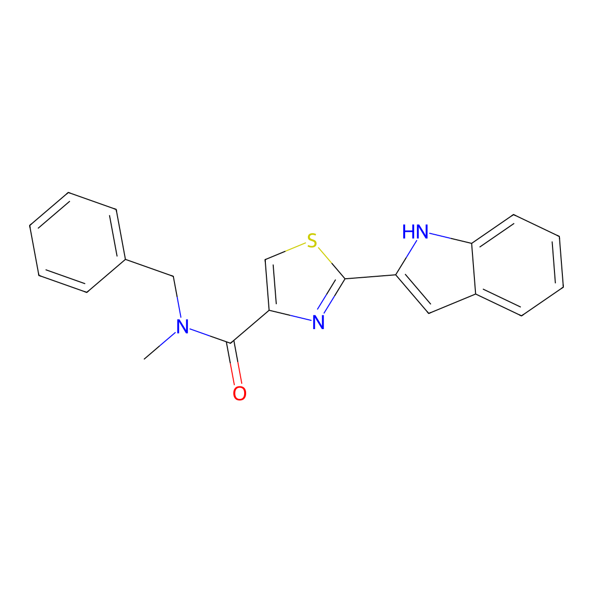N-benzyl-2-(1H-indol-2-yl)-N-methylthiazole-4-carboxamide molecular structure, CAS 1170822-00-0