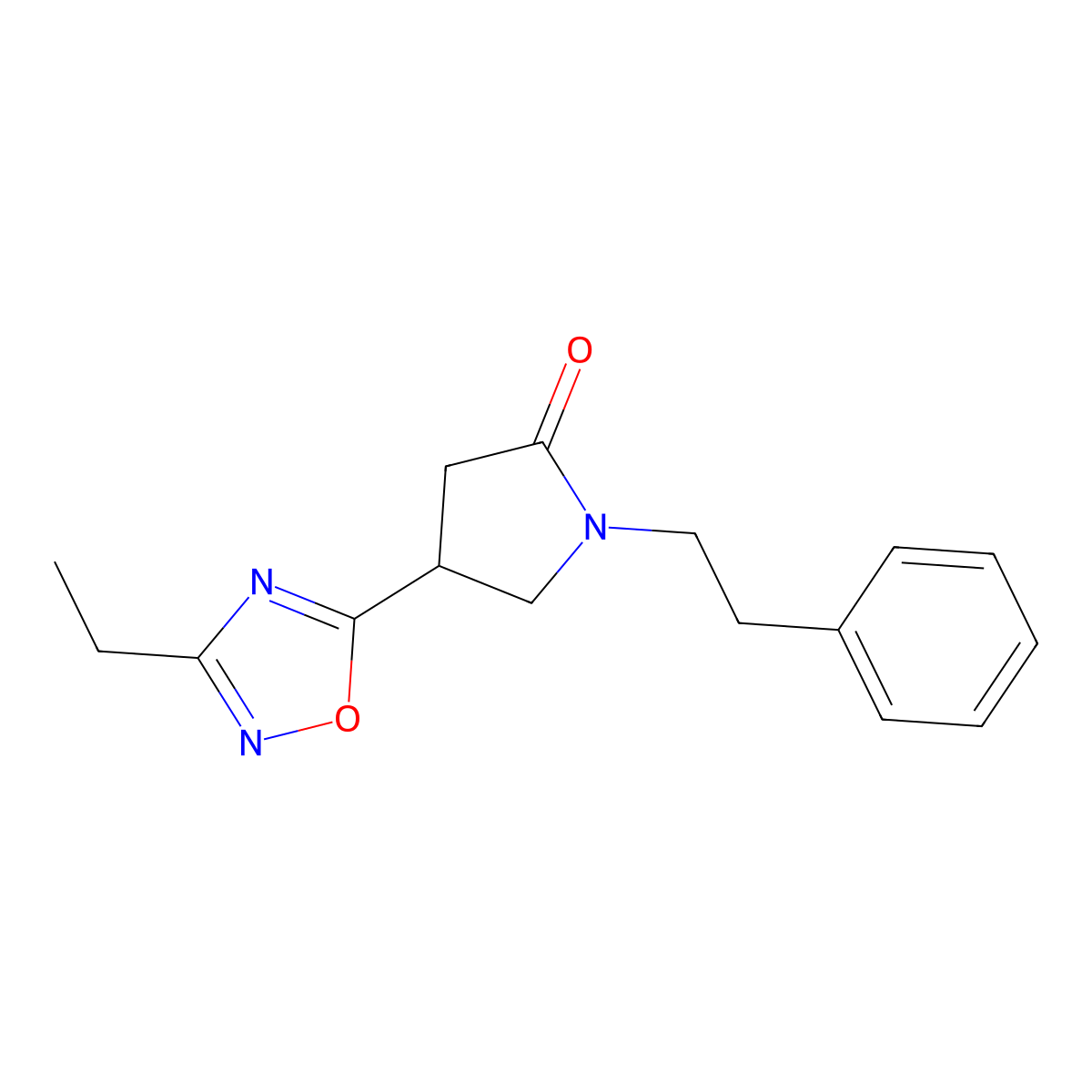 4-(3-Ethyl-1,2,4-oxadiazol-5-yl)-1-(2-phenylethyl)pyrrolidin-2-one molecular structure, CAS 1170822-04-4