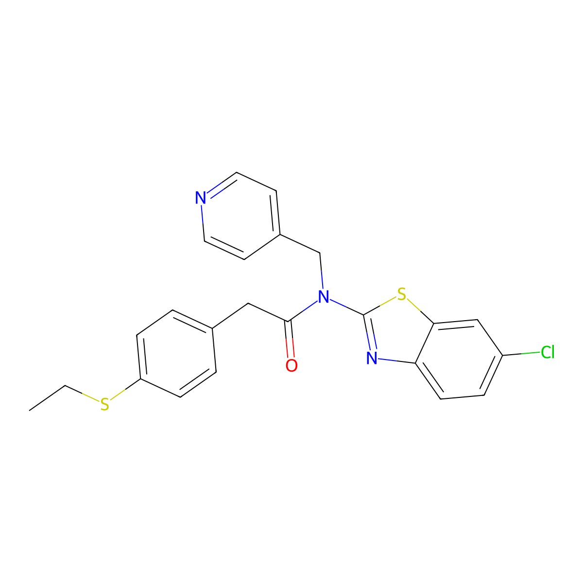 N-(6-chlorobenzo[d]thiazol-2-yl)-2-(4-(ethylthio)phenyl)-N-(pyridin-4-ylmethyl)acetamide molecular structure, CAS 1170822-91-9