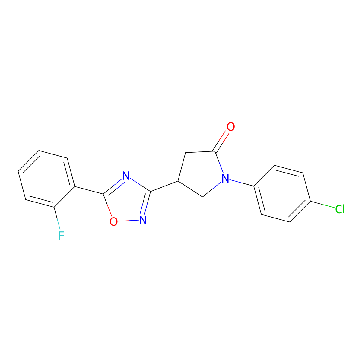1-(4-Chlorophenyl)-4-[5-(2-fluorophenyl)-1,2,4-oxadiazol-3-yl]pyrrolidin-2-one molecular structure, CAS 1170823-41-2