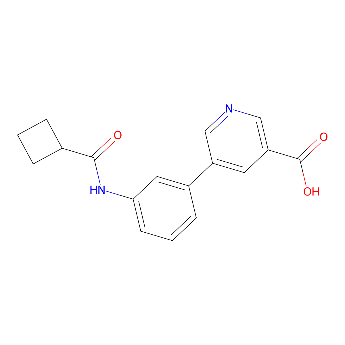 5-{3-[(Cyclobutylcarbonyl)amino]phenyl}nicotinic acid molecular structure, CAS 1170824-65-3