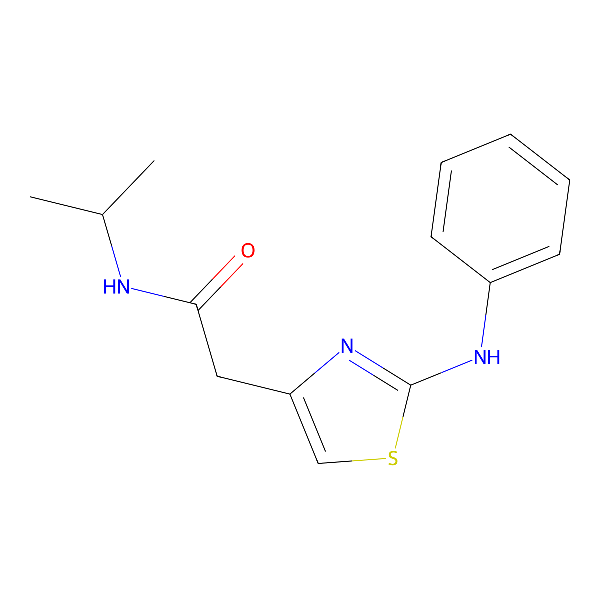 N-isopropyl-2-(2-(phenylamino)thiazol-4-yl)acetamide molecular structure, CAS 1170826-34-2