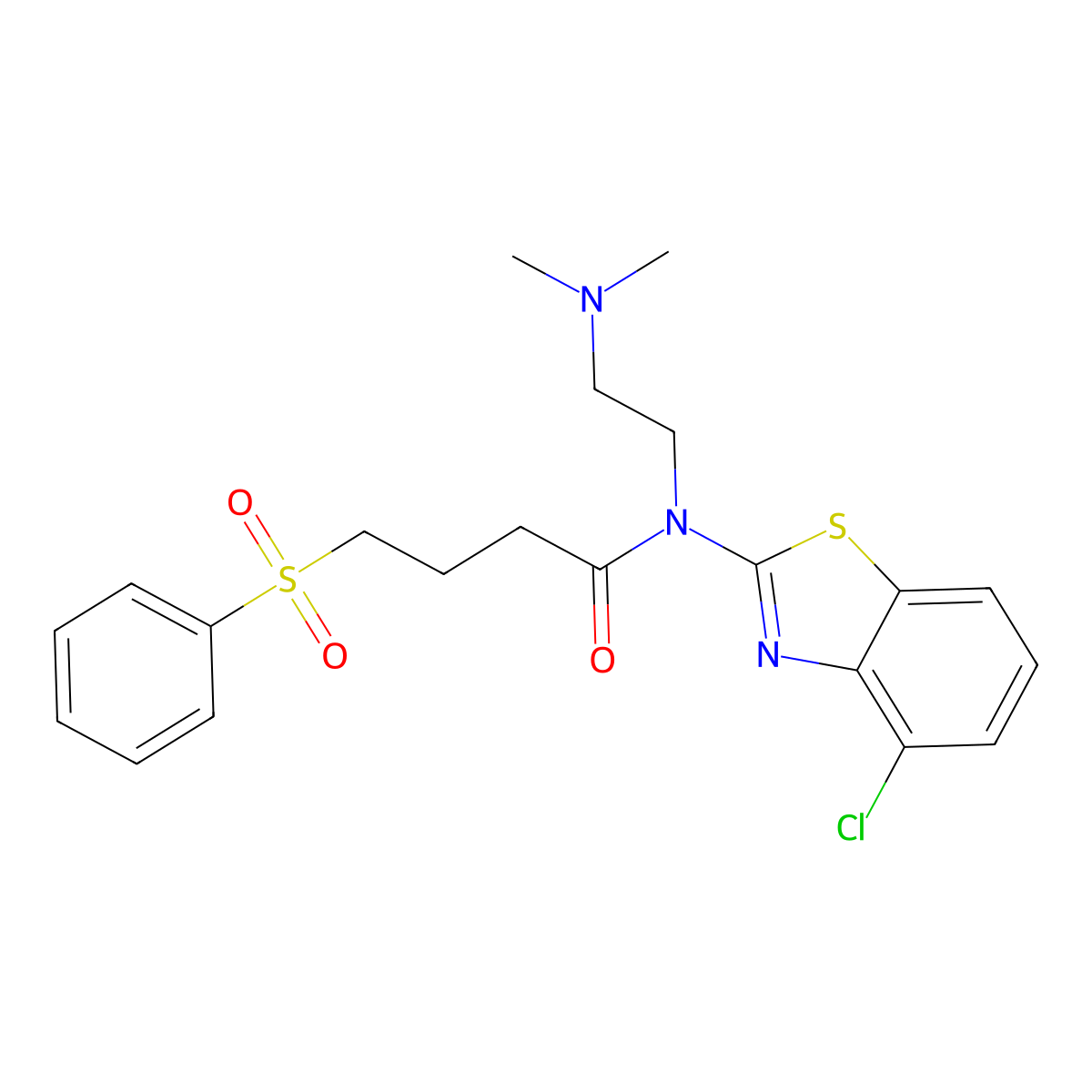N-(4-Chloro-2-benzothiazolyl)-N-[2-(dimethylamino)ethyl]-4-(phenylsulfonyl)butanamide molecular structure, CAS 1170826-45-5