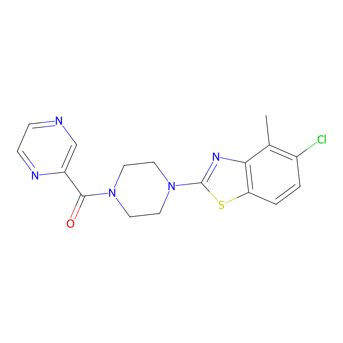 (4-(5-Chloro-4-methylbenzo[d]thiazol-2-yl)piperazin-1-yl)(pyrazin-2-yl)methanone molecular structure, CAS 1170830-26-8